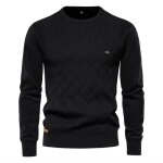 Pull homme en coton couleur unie chaud dhiver motif diamant - noir - fondupin - coupe classique - col ... Pull homme en coton couleur unie chaud dhiver motif diamant - noir - fondupin - coupe classique - col ...