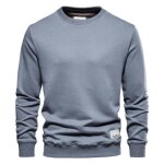 Pull homme col rond pour printemps et automne casual pullover manches longues confortable couleur unie ...