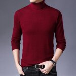 Pull homme col roulé en tricot chaude manches longues couleur unie confortable - rouge - insfity Pull homme col roulé en tricot chaude manches longues couleur unie confortable - rouge - insfity