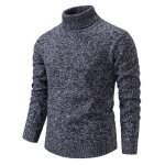 Pull homme col roul en tricot doubl polaire casual pullover epais chaud couleur unie confortable automne ...