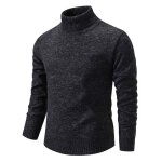 Pull homme col roul en tricot doubl polaire casual pullover epais chaud couleur unie confortable automne ...