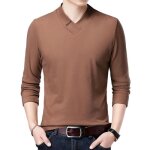 Pull homme col v chaud polaire manches longues casual pullover couleur unie tissu confortable automne ...