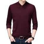 Pull homme col v chaud polaire manches longues casual pullover couleur unie tissu confortable automne ...