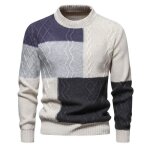 Pull homme couleur contraste retro fashion automne manches longues col rond - gris - insfity