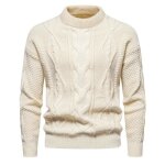 Pull homme couleur unie col arrondi retro en tricot casual comfortable - blanc