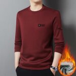 Pull homme hiver doubl� polaire manches longues casual pullover chaud epais col rond doux confortable ...
