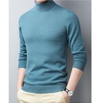 Pull homme hiver laine col roul� chaude extensible manches longues slim - insfity - bleu clair