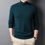 Pull homme hiver laine col roul chaude extensible manches longues slim - vert fonce - insfity