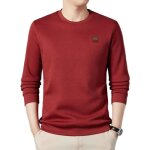 Pull homme hiver manches longues doubl polaire casual pullover chaud epais col rond couleur unie confortable ...