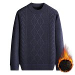 Pull homme hiver en tricot doublé polaire casual pullover chaud col rond couleur unie confortable automne ... Pull homme hiver en tricot doublé polaire casual pullover chaud col rond couleur unie confortable automne ...