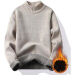 Pull homme hiver en tricot doubl polaire chaud casual pullover epais col rond confortable couleur unie ...