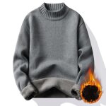 Pull homme hiver en tricot doubl polaire chaud casual pullover epais col rond confortable couleur unie ...