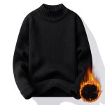 Pull homme hiver en tricot doubl polaire chaud casual pullover epais col rond confortable couleur unie ...