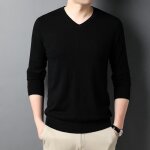 Pull homme - insfity - 100%laine - col v - doux et confortable - automne hiver - noir Pull homme - insfity - 100%laine - col v - doux et confortable - automne hiver - noir