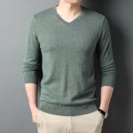 Pull homme - insfity - 100%laine - col v - doux et confortable - automne hiver - vert Pull homme - insfity - 100%laine - col v - doux et confortable - automne hiver - vert