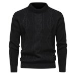 Pull homme insfity - couleur unie noir - col arrondi - tricot casual comfortable