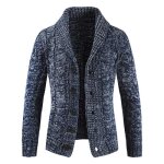 Pull homme - leoclotho - col boutonné - jacquard vintage - coupe slim - bleu / noir Pull homme - leoclotho - col boutonné - jacquard vintage - coupe slim - bleu / noir
