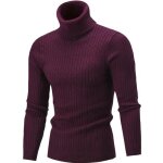 Pull homme - leoclotho - col roulé - rouge - hiver irlandais - bordures côtelées Pull homme - leoclotho - col roulé - rouge - hiver irlandais - bordures côtelées