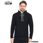 Pull homme manches longues - col montant contrast de couleur noir