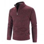 Pull hommepull homme manche longue encolure zippeclassiques en maille pull - over tricot lautomne hiver ...
