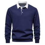 Pull homme manches longues insfity - tissu confortable - coupe droite avec bord ctes  la bas - bleu ...