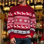 Pull homme nol en tricot - insfity - elk - col arrondi - manches longues - rouge