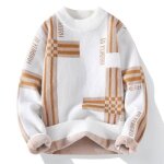 Pull homme plaid rayure  col mi - haute doux confortable chenille chaude - insfity - automne / hiver ...