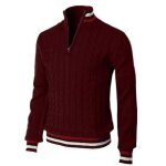 Pull homme en tricot col � fermeture �clair automne hiver pullover col montant manches longues couleur ...