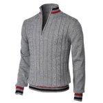 Pull homme en tricot col à fermeture Éclair automne hiver pullover col montant manches longues couleur ... Pull homme en tricot col à fermeture Éclair automne hiver pullover col montant manches longues couleur ...
