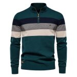 Pull homme tricot col � fermeture �clair chaud automne hiver casual pullover manches longues couleur ...
