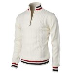 Pull homme en tricot col montant avec fermeture Éclair automne hiver - insfity - blanc Pull homme en tricot col montant avec fermeture Éclair automne hiver - insfity - blanc