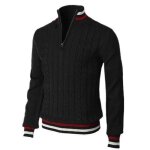 Pull homme en tricot col montant zipp insfity - noir - manches longues - coupe normale