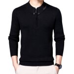 Pull homme en tricot à col zippé chaud polaire automne hiver pullover manches longues couluer unie Pull homme en tricot à col zippé chaud polaire automne hiver pullover manches longues couluer unie