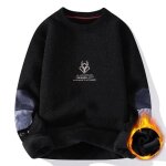 Pull homme en tricot  coudires doubl polaire chaud hiver casual pullover chenille imprime manches ...