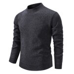 Pull homme en tricot doubl polaire automne hiver casual pullover chaud col rond couleur unie automne ...
