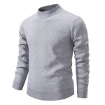 Pull homme en tricot doubl� polaire chaud col rond casual pullover epais confortable couleur unie automne ...
