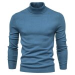 Pull homme - tricot hiver - col roulé - chaud - bleu Pull homme - tricot hiver - col roulé - chaud - bleu