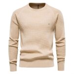 Pull homme en tricot manches longues casual pullover couleur unie tissu confortable pour automne hiver ...