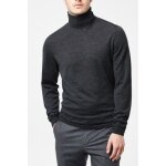 Pull en laine mrinos col roul pour homme - kebello - anthra - manches longues - rsistant