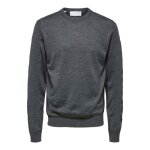 Pull en laine mrinos selected town col rond - gris moyen - xxl