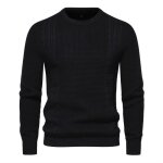 Pull en maille hommes ras du cou fit grande vêtements masculin - mobigarlan - noir - col classique Pull en maille hommes ras du cou fit grande vêtements masculin - mobigarlan - noir - col classique