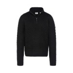 Pull ml texturé en laine - schott - homme - couleur noir - coupe droite ajustée - col zippé Pull ml texturé en laine - schott - homme - couleur noir - coupe droite ajustée - col zippé