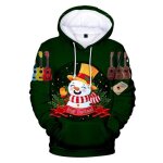 Pull de nol  capuche homme 3d imprim pullover molleton fashion automne hiver - vert fonc