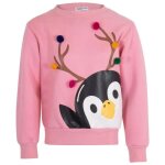 Pull de nol pour enfants filles bb avec imprim manchot - marque - rose - taille 2 - 13 ans