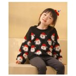 Pull nol enfant fille - insfity - motif pre nol - manches longues - rouge