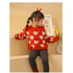 Pull nol enfant fille en tricot manches longues motif pre nol - rouge - insfity