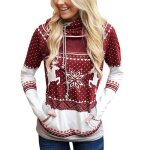 Pull de nol femme impression - bordeaux - insfity - col capuche - adulte - rouge