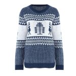 Pull nol femme - insfity - bicolore jacquard - coupe dcontracte - col arrondi - bleu marine