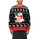 Pull nol homme - femme coupe droite manches longues imprim - rouge noir - insfity - adulte - col arrondi ...