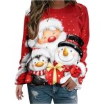 Pull de nol pull de nol rouge chic pour femme imprim surdimensionn moche cratif avec bonhomme de ...